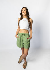 Ladies Linen Blend Beach Shorts
