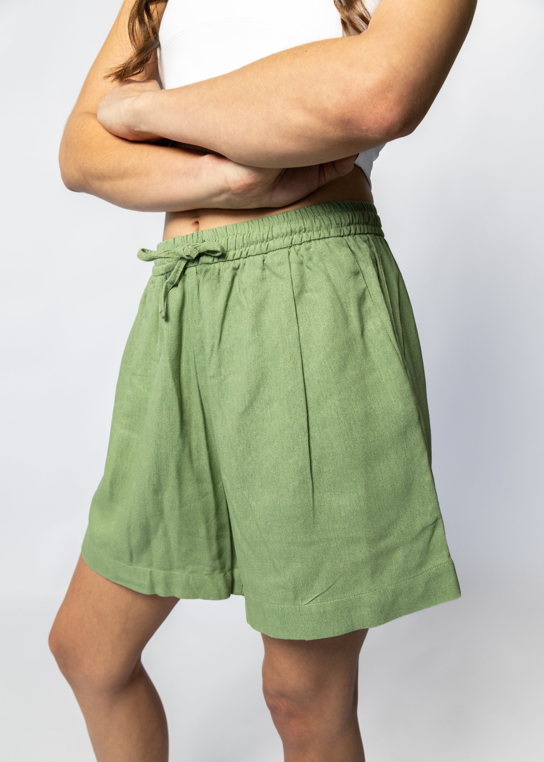 Ladies Linen Blend Beach Shorts