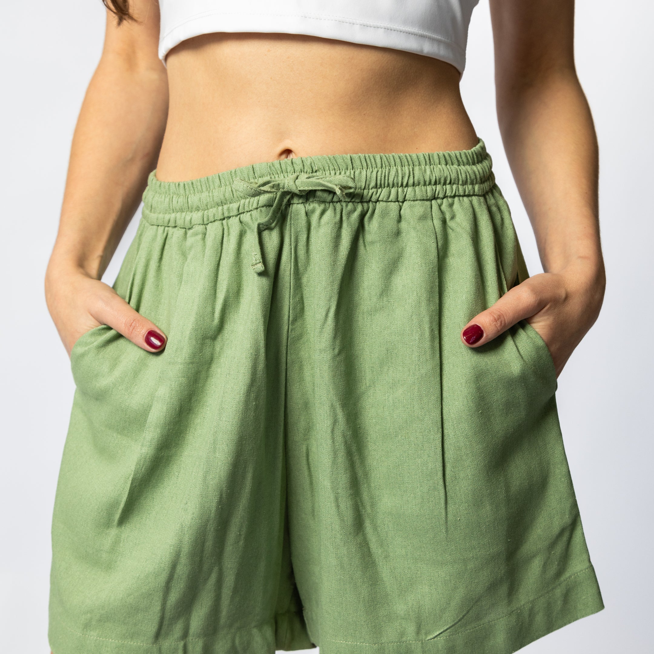 Ladies Linen Blend Beach Shorts