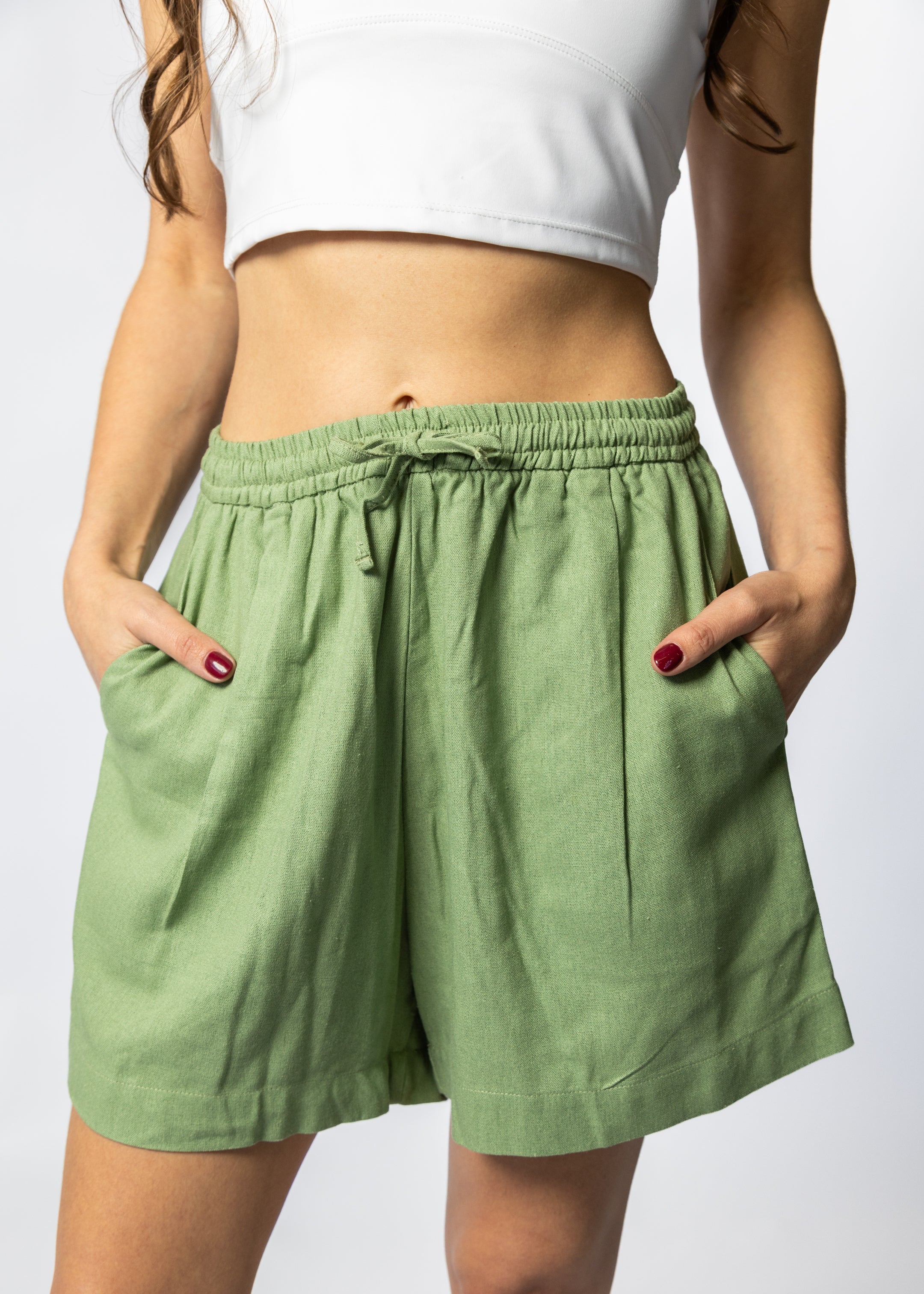 Ladies Linen Blend Beach Shorts